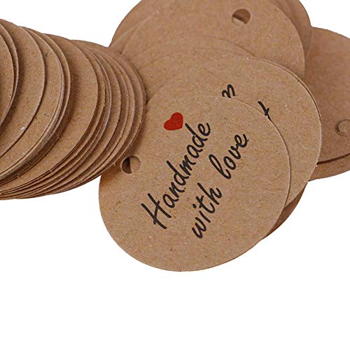 Oulensy 100pcs Handmade with Love Labels Hängeetiketten Blank Kraftpapier Tag Etiketten-Party-Geschenk-bevorzugungen von Oulensy