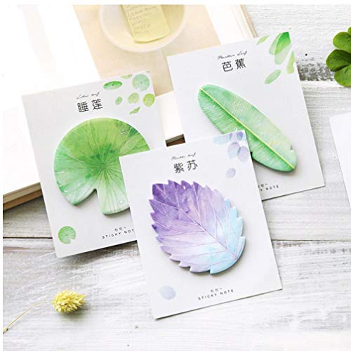 Oulensy 3Pcs Kawaii Natural Plant Blatt Sticky Note Notizblock Hinweis Büroplaner Aufkleber Papierware Schulbedarf lila von Oulensy