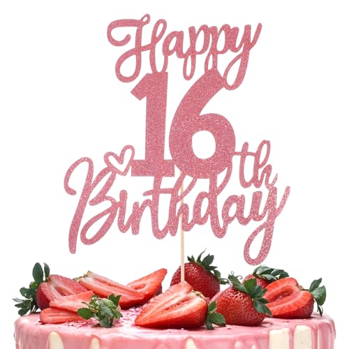 Ouligay 1 Stück Glitzer Happy 16th Birthday Cake Topper 16 Geburstag Deko, Kuchen Deko 16 Geburtstag Junge Mädchen Tortendeko 16. Geburtstag-Deko für Geburtstags Hauspartys Jahre Party Roségold Ouligay 1 Stück Glitzer Happy 16th Birthday Cake Topper 16 Geburstag Deko, Kuchen Deko 16 Geburtstag Junge Mädchen Tortendeko 16. Geburtstag-Deko für Geburtstags Hauspartys Jahre Party Roségold von Ouligay