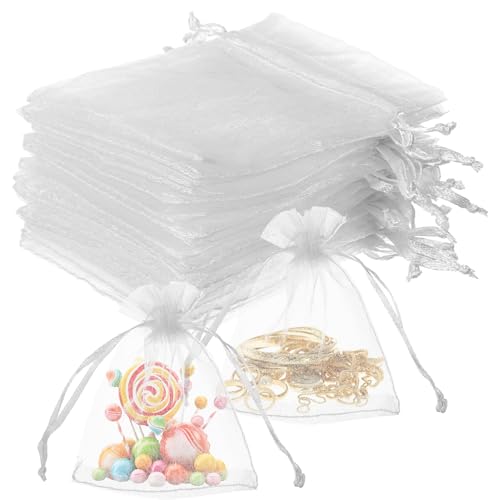 Ouligay 100 Stück 7x9 Klein Organzasäckchen Kleine Geschenksäckchen Schmuckbeutel Organza Säckchen zum Befüllen Organzabeutel mit Kordelzug Geschenkbeutel für Hochzeit Geburtstag Lavendelsäckchen von Ouligay