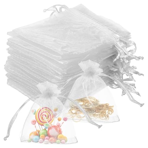 Ouligay 100 Stück Klein Organzasäckchen 8x10 Kleine Schmuckbeutel Organza Säckchen zum Befüllen Mini Geschenksäckchen Organzabeutel mit Kordelzug Geschenkbeutel für Hochzeit Lavendelsäckchen von Ouligay