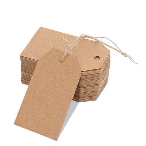 Ouligay 100 Stück Preisschilder Anhänger 7x4cm Preisetiketten Flohmarkt Kraftpapier Geschenkanhänger zum Beschriften Etiketten Anhänger Hängeetiketten Groß Hang Price Tag für Kleidung Schmuck Display von Ouligay