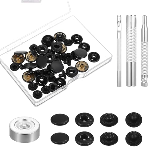 Ouligay 12 Set Druckknöpfe mit Werkzeug 15mm Metall Swarchz Kleidung Druckknopf mit 4 Druckknöpfe Installationswerkzeuge Messing Druckknopf für Bekleidung Schuhe Hutstoffe Jeans Canvas Jacken Ouligay 12 Set Druckknöpfe mit Werkzeug 15mm Metall Swarchz Kleidung Druckknopf mit 4 Druckknöpfe Installationswerkzeuge Messing Druckknopf für Bekleidung Schuhe Hutstoffe Jeans Canvas Jacken von Ouligay