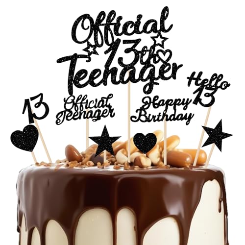 Ouligay 13 Geburtstag Cupcake Toppers Jungen Mädchen, Schwarz Glitzer Geburtstag Tortendeko 13 Jahre, Official Teenager Geburtstag Kuchen Dekoration Deko für 13 Jahre alte Junge Mädchen Ouligay 13 Geburtstag Cupcake Toppers Jungen Mädchen, Schwarz Glitzer Geburtstag Tortendeko 13 Jahre, Official Teenager Geburtstag Kuchen Dekoration Deko für 13 Jahre alte Junge Mädchen von Ouligay