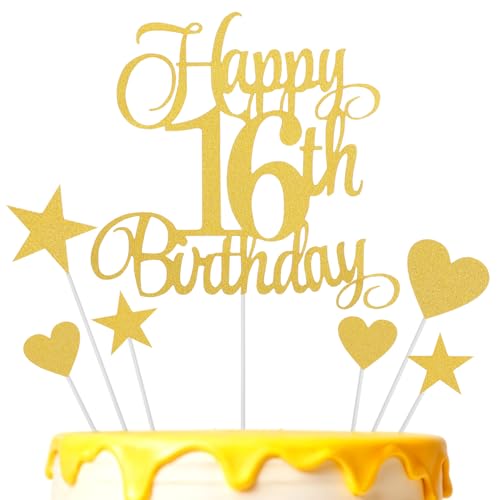 Ouligay 16 Geburtstag Tortendeko Junge Mädchen Gold Sweet 16 Happy Birthday Cake Topper 16th Geburtstag Deko Torte Kuchendeko für Geburtstagsdeko Party Dekoration Ouligay 16 Geburtstag Tortendeko Junge Mädchen Gold Sweet 16 Happy Birthday Cake Topper 16th Geburtstag Deko Torte Kuchendeko für Geburtstagsdeko Party Dekoration von Ouligay