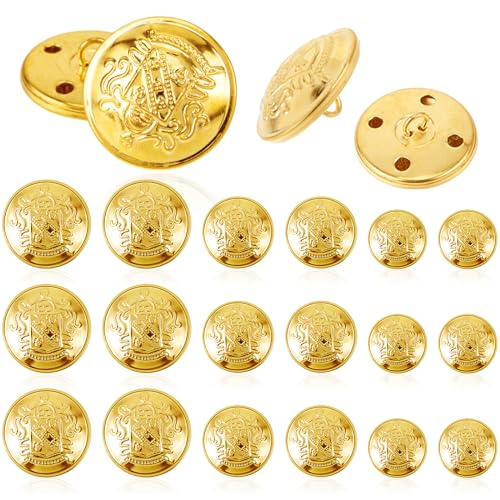 Ouligay 18 Stück Gold Metall Blazer Knöpfe - Vintage Antike Dekorative Goldene Knöpfe für Anzüge Uniform - 18mm 20mm 25mm von Ouligay