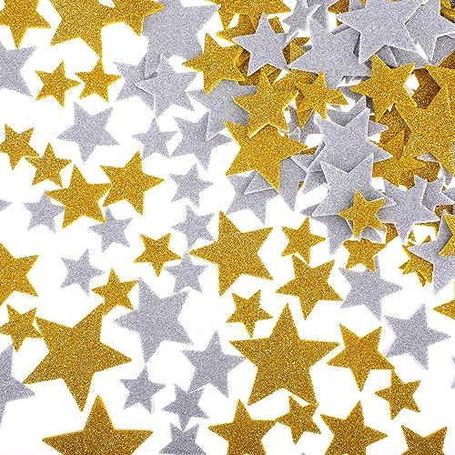 Ouligay 200 Stück Sterne Moosgummi Sticker Glitzerstern Aufkleber Selbstklebend Stern Aufkleber Glitzer Stern Schaumstoff Aufkleber Star Foam Stickers für DIY Basteln Gestalten Handwerk von Ouligay