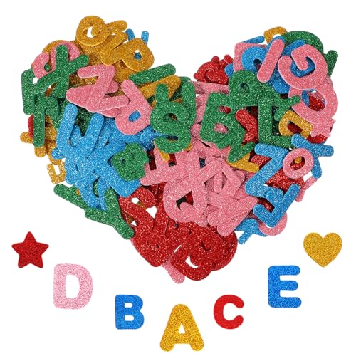Ouligay 260 Stück Moosgummi Buchstaben Aufkleber Glitzer Selbstklebend Schaumstoff Buchstaben Sticker Klebebuchstaben Groß Bunte Alphabet Aufkleber für DIY Basteln Scrapbook Party von Ouligay