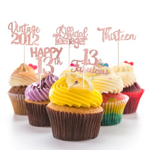 Ouligay 30 Stück 13 Geburtstag Cupcake Toppers für Mädchen Geburtstagsdeko Offizielle Teenager Glitzer Happy 13th Thirteen 13 Jahre Party Kuchen Dekoration Gold Ouligay 30 Stück 13 Geburtstag Cupcake Toppers für Mädchen Geburtstagsdeko Offizielle Teenager Glitzer Happy 13th Thirteen 13 Jahre Party Kuchen Dekoration Gold von Ouligay