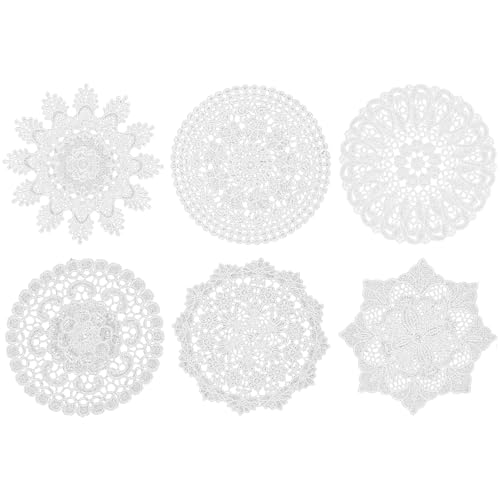 Ouligay 6 Stück Spitzendeckchen Rund Kleine Deckchen Häkeln, 15cm Weiß Häkeldeckchen Spitze Untersetzer Crochet Lace Doilies for Tables, Vintage Tischdecke Rund Klein für Esszimmer Party Hochzeit Ouligay 6 Stück Spitzendeckchen Rund Kleine Deckchen Häkeln, 15cm Weiß Häkeldeckchen Spitze Untersetzer Crochet Lace Doilies for Tables, Vintage Tischdecke Rund Klein für Esszimmer Party Hochzeit von Ouligay