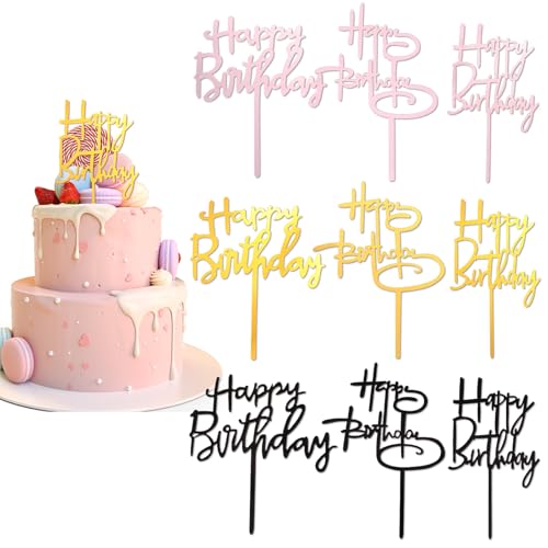 Ouligay 9 Stück Gold Happy Birthday Tortendeko Rosa Schwarz Cake Topper Geburtstag Acryl Tortendeko Geburtstag, Happy Birthday Cake Topper für Mädchen Junge Mann Babyparty Jubiläen Party Dekoration Ouligay 9 Stück Gold Happy Birthday Tortendeko Rosa Schwarz Cake Topper Geburtstag Acryl Tortendeko Geburtstag, Happy Birthday Cake Topper für Mädchen Junge Mann Babyparty Jubiläen Party Dekoration von Ouligay