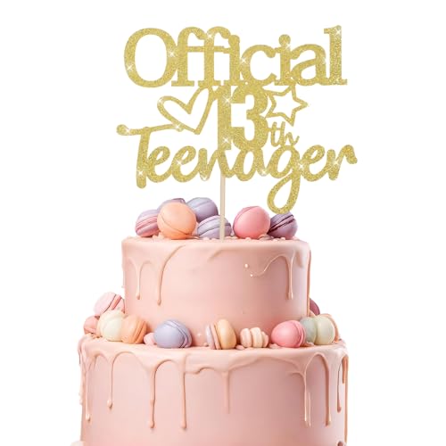 Ouligay Offiziell Teenager 13 Geburtstag Tortendeko Gold Glitzer 13. Geburtstag Cake Topper Jungen Mädchen Deko Official Teenager Kuchen Deko Gold 13 Jahre Kuchendeko Happy Birthday Dekoration von Ouligay