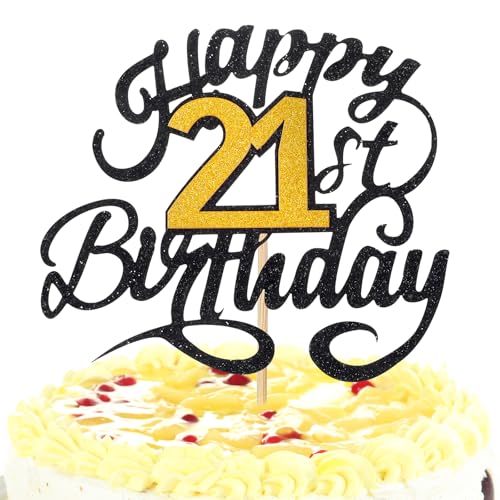 Ouligay Tortendeko 21. Geburtstag Junge Mädchen Happy 21th Birthday Tortendeko Sterne Gold Schwarz Kuchen Deko 21th Geburtstag Kuchendeko Cake Topper Tortenaufsätze für 21 Geburstagstorte Deko Ouligay Tortendeko 21. Geburtstag Junge Mädchen Happy 21th Birthday Tortendeko Sterne Gold Schwarz Kuchen Deko 21th Geburtstag Kuchendeko Cake Topper Tortenaufsätze für 21 Geburstagstorte Deko von Ouligay