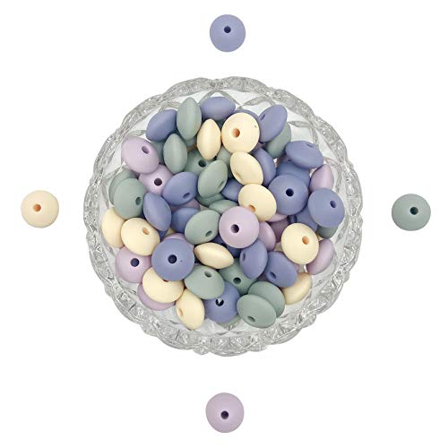 DIY Slicone Lentil Purple Beads 12mm 50pc DIY Zubehör Lose Schmuck Perlen von Oulitigy