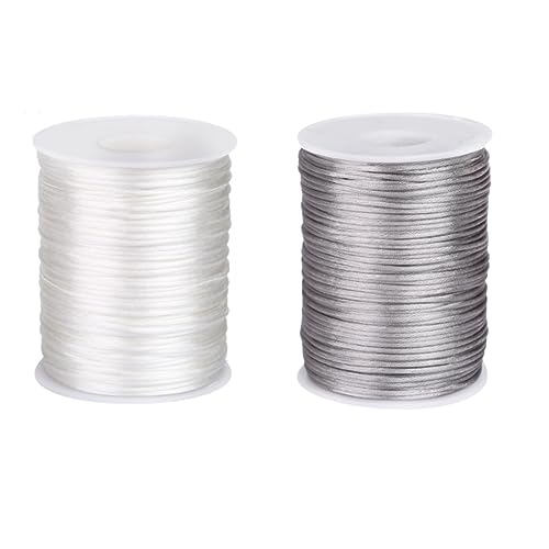 Oulitigy Nylonschnur 1.5mm x 110 Yards - Chinesischer Knoten - Makramee - DIY Quasten - Perlen - Shamballa-Seil - Silber - 5cm - 100g von Oulitigy