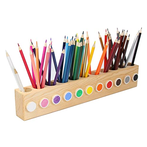 Ouluhend Buntstiftehalter aus Holz mit 11 Löchern, natürliches Kiefernholz, Schreibtisch-Aufbewahrung, Schreibwaren-Caddy für Buntstifte, Marker, Buntstifte. Ouluhend Buntstiftehalter aus Holz mit 11 Löchern, natürliches Kiefernholz, Schreibtisch-Aufbewahrung, Schreibwaren-Caddy für Buntstifte, Marker, Buntstifte. von Ouluhend