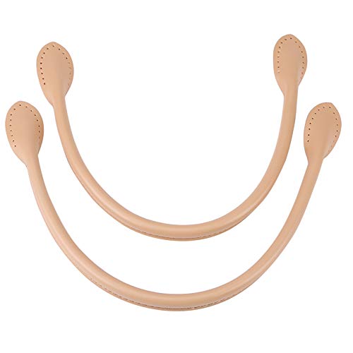 2 Stück Leder Handtaschengriffe, Echtes Leder Handtaschenriemen Schultergurt Riemen für DIY Hand Zubehör (Schwarz Beige)(Beiges Doppellagiges Leder) von Oumefar