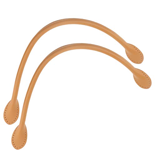 2 Stück Leder Handtaschengriffe, Echtes Leder Handtaschenriemen Schultergurt Riemen für DIY Hand Zubehör (Schwarz Beige)(Braun-gelbe oberste Hautschicht) von Oumefar