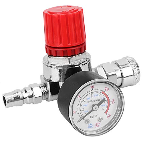Oumefar Druckminderer aus Zinklegierung, Druckminderer für Kolben Luftkompressor mit Manometer mit Gaszähler für Kompressor Filter, Silber Oumefar Druckminderer aus Zinklegierung, Druckminderer für Kolben Luftkompressor mit Manometer mit Gaszähler für Kompressor Filter, Silber von Oumefar