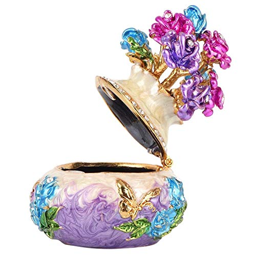 Lila Schmuckschatulle Metall Emailliert Sammler Diamante Schmuck Aufbewahrungsbox Organizer Emaillierte Ornamente Basteldekoration von Oumefar