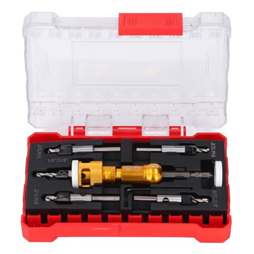 Oumefar 5-teiliges Senkbohrer-Set mit Einstellbarem Tiefenanschlag, 82-Grad-Schraubensenkbohrer-Set für Holzbearbeitungsaufgaben Oumefar 5-teiliges Senkbohrer-Set mit Einstellbarem Tiefenanschlag, 82-Grad-Schraubensenkbohrer-Set für Holzbearbeitungsaufgaben von Oumefar