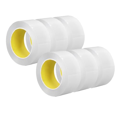 Oumefar Doppelseitiges Klebeband, Transparent, Starkes Montageband für Heim- und Bürodekor, Acryl, 0,1 Mm Dicke, 50 Mm Breite, 5 M Länge, 6 Rollen von Oumefar