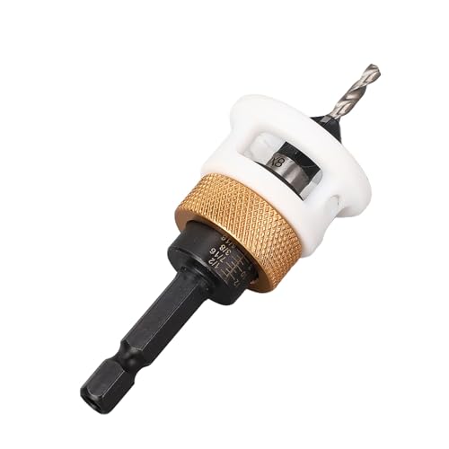 Oumefar Einstellbare Tiefenkaltersink-Bohrer mit Stopp, 3,2 X 8 Mm 4-Fluter-Hex-Schaft, Austauschbares M2 HSS-Bit für Holz/Metall, Einschließlich Aufbewahrungskoffer von Oumefar