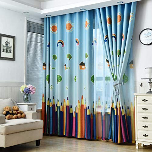 Oumefar Kinderzimmer Vorhang Polyester Cartoon Bleistifte Muster blockiert Sonnenlicht Licht Farbe für Kinderzimmer Wohnzimmer Oumefar Kinderzimmer Vorhang Polyester Cartoon Bleistifte Muster blockiert Sonnenlicht Licht Farbe für Kinderzimmer Wohnzimmer von Oumefar