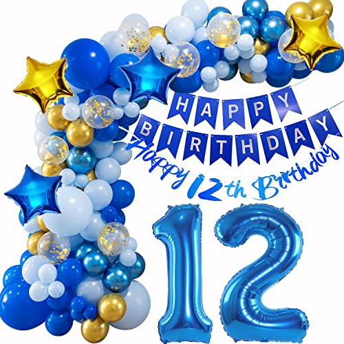 12 Geburtstag Deko, 12 Jahr Ballon Girlande Blau, Deko 12 Geburtstag Junge, 12. Geburtstag Junge Mädchen, 12 Luftballons Girlande Blau, Deko 12 Geburtstag Luftballon, Ballon Girlande 12. Geburtstag von Oumezon