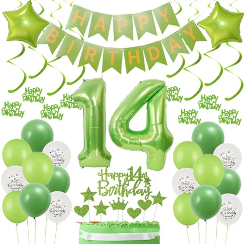 14 Geburtstag Deko Grün 14 Geburtstag Deko Junge Grün 14. Tortendeko Deko 14. Geburtstag Junge Grün 14 Geburtstag Luftballon Grün 14. Geburtstag Dekorationen 14 Junge Ballons 14 Geburtstag Grün von Oumezon