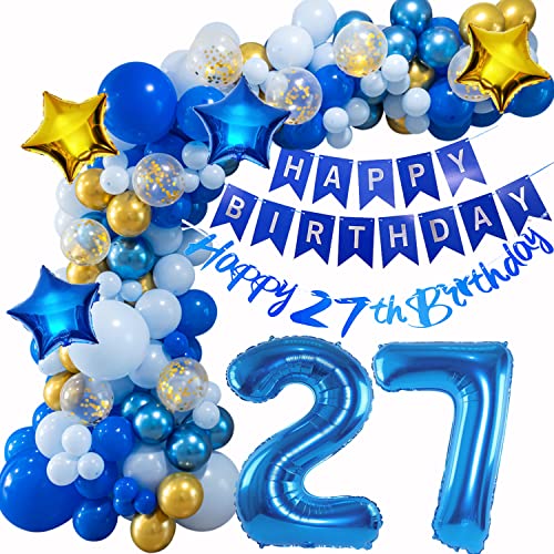 27 Geburtstag Deko, 27 Jahr Ballon Girlande Blau, Deko 27 Geburtstag Männer, 27. Geburtstag Mann Frauen, 27 Luftballons Girlande Blau, Deko 27 Geburtstag Luftballon, Ballon Girlande 27. Geburtstag von Oumezon