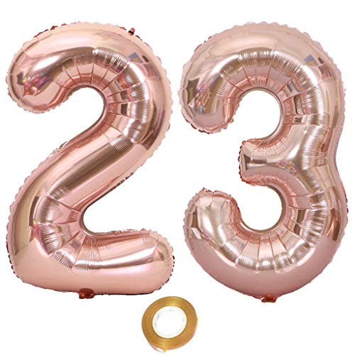 40 Zoll Luftballons Zahl 23 Rose Gold, Nummer 23 Luftballon Rosegold frau Luftballons 23. Geburtstag deko frauen Folienballon 23 Rose Gold 23 Ballons Große, Riese Heliumfolie Ballon 23 (number 23) von Oumezon