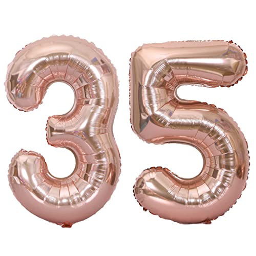 40 Zoll Luftballons Zahl 35 Rose Gold,Nummer 35 Luftballon Rosegold frau Luftballons 35. Geburtstag deko frauen Folienballon 35 Rose Gold 35 Ballons Große,Riese Heliumfolie Ballon 35 (number 35) von Oumezon