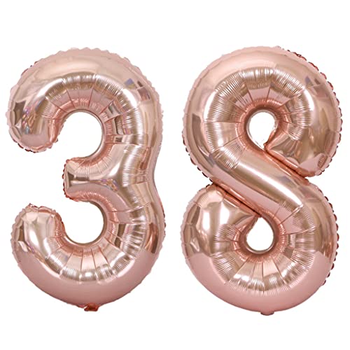 40 Zoll Luftballons Zahl 38 Rose Gold,Nummer 38 Luftballon Rosegold frau Luftballons 38. Geburtstag deko frauen damen Folienballon 38 Rose Gold 38 Ballons Große,Riese Heliumfolie Ballon 38(number 38) von Oumezon