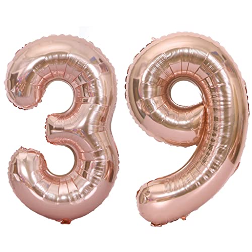 40 Zoll Luftballons Zahl 39 Rose Gold,Nummer 39 Luftballon Rosegold frau Luftballons 39. Geburtstag deko frauen Folienballon 39 Rose Gold 39 Ballons Große,Riese Heliumfolie Ballon 39 (number 39) von Oumezon
