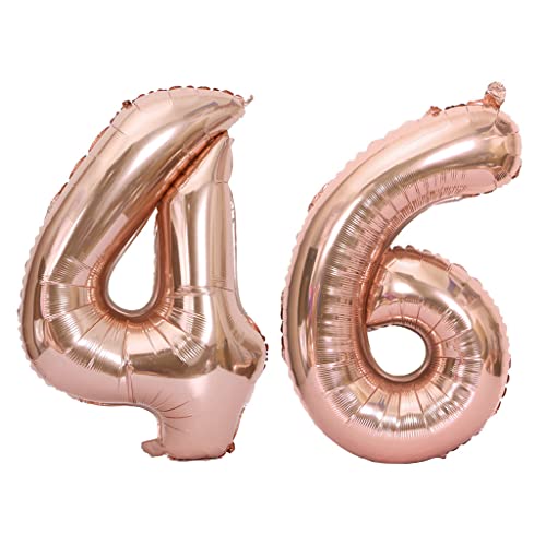 40 Zoll Luftballons Zahl 46 Rose Gold,Nummer 46 Luftballon Rosegold frau Luftballons 46. Geburtstag deko frauen Folienballon 46 Rose Gold 46 Ballons Große,Riese Heliumfolie Ballon 46 (number 46) von Oumezon