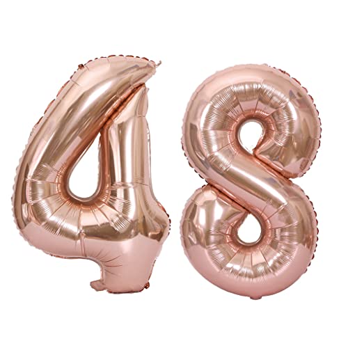 40 Zoll Luftballons Zahl 48 Rose Gold,Nummer 48 Luftballon Rosegold frau Luftballons 48. Geburtstag deko frauen Folienballon 48 Rose Gold 48 Ballons Große,Riese Heliumfolie Ballon 48 (number 48) von Oumezon