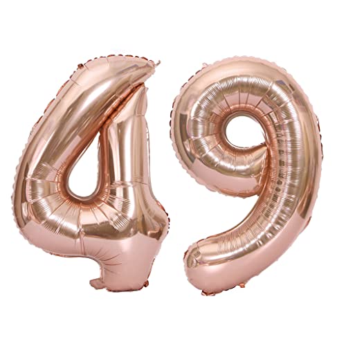 40 Zoll Luftballons Zahl 49 Rose Gold,Nummer 49 Luftballon Rosegold frau Luftballons 49. Geburtstag deko frauen damen Folienballon 49 Rose Gold 49 Ballons Große,Riese Heliumfolie Ballon 49(number 49) von Oumezon