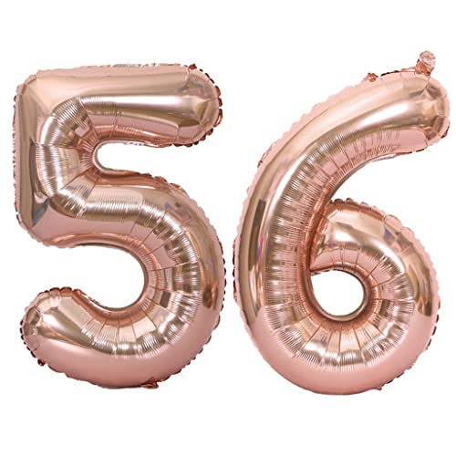 40 Zoll Luftballons Zahl 56 Rose Gold,Nummer 56 Luftballon Rosegold frau Luftballons 56. Geburtstag deko frauen Folienballon 56 Rose Gold 56 Ballons Große,Riese Heliumfolie Ballon 56 (number 56) von Oumezon