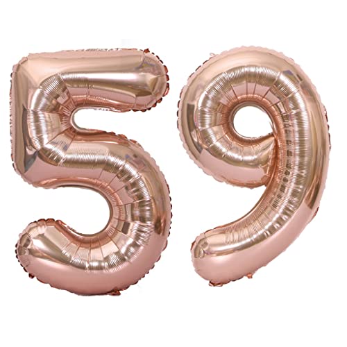 40 Zoll Luftballons Zahl 59 Rose Gold,Nummer 59 Luftballon Rosegold frau Luftballons 59. Geburtstag deko frauen damen Folienballon 59 Rose Gold 59 Ballons Große,Riese Heliumfolie Ballon 59(number 59) von Oumezon