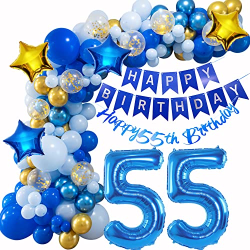55 Geburtstag Deko, 55 Jahr Ballon Girlande Blau, Deko 55 Geburtstag Männer, 55. Geburtstag Mann Frauen, 55 Luftballons Girlande Blau, Deko 55 Geburtstag Luftballon, Ballon Girlande 55. Geburtstag von Oumezon