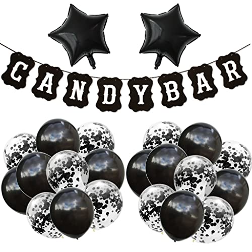 Candy Bar Dekoration Zubehör Schwarz Luftballons Candybar Girlande Banner Schwarz Candybar Papier Banner Dekoration Schwarz ballons für Hochzeit Party Weihnachten Geburtstag Decor von Oumezon