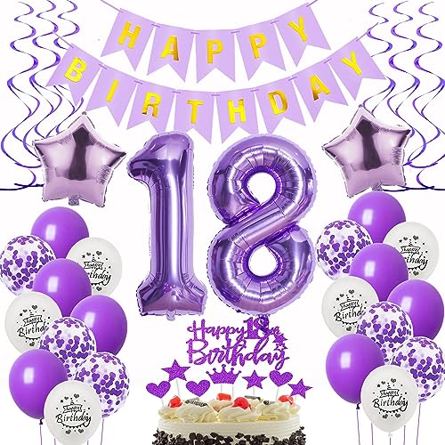 Deko 18. Geburtstag Mädchen - Luftballons, Folienballon, Tortendeko in Lila und Violett Deko 18. Geburtstag Mädchen - Luftballons, Folienballon, Tortendeko in Lila und Violett von Oumezon