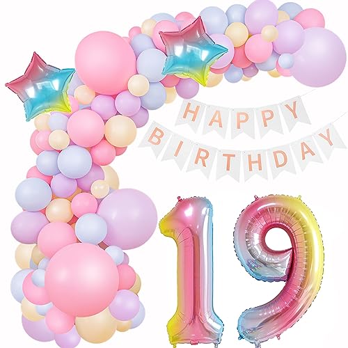 Deko 19. Geburtstag Mädchen Pastell Ballon Bogen 19 Geburtstag Mädchen Deko Macaron Ballons Geburtstagsdeko 19 Jahr Luftballons Pastell Luftballon 19. Geburtstag Rosa Ballons Macaron 19. Mädchen von Oumezon