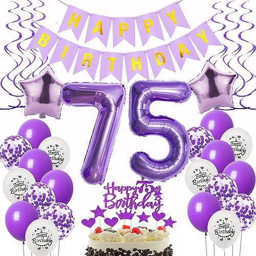 Oumezon Deko 75. Geburtstag frauen Lila,Geburtstagsdeko 75 jahre frauen Luftballons 75 Geburtstag dekoration lila,Folienballon 75 Geburtstag deko frauen Violett Tortendeko 75 Geburtstag frau deko Oumezon Deko 75. Geburtstag frauen Lila,Geburtstagsdeko 75 jahre frauen Luftballons 75 Geburtstag dekoration lila,Folienballon 75 Geburtstag deko frauen Violett Tortendeko 75 Geburtstag frau deko von Oumezon