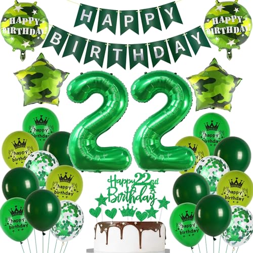 Dunkelgrün Luftballon 22. Geburtstag Dekorationen, Ballons 22 Geburtstag Grün, Luftballon 22. Geburtstagsdeko Mann Frau, Deko 22. Geburtstag Mann, Ballon Grüner 22. Party Deko von Oumezon