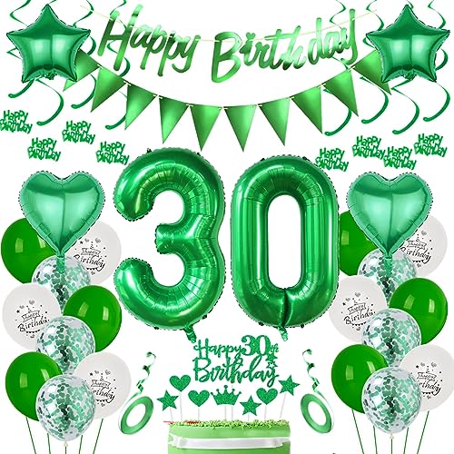 Geburtstagsdeko 30 Mann Grün - Luftballons und Deko für 30. Geburtstag Frauen und Männer von Oumezon