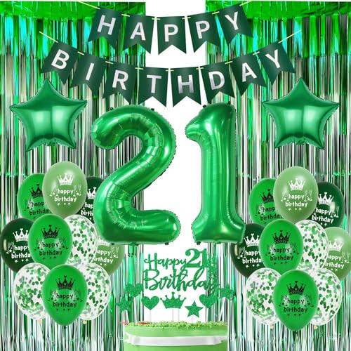 Grün Ballons 21 Geburtstag Deko,Grün Geburtstagsdeko Mann 21 Jahr,Luftballon 21. Geburtstag Grün,Geburtstagsdeko 21 Jahre Mann Grün,Deko 21 Geburtstag Mann Frau,21. Geburtstag Ballon Grün von Oumezon