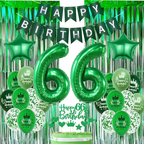 Grün Ballons 66 Geburtstag Deko,Grün Geburtstagsdeko Mann 66 Jahr,Luftballon 66. Geburtstag Grün,Geburtstagsdeko 66 Jahre Mann Grün,Deko 66 Geburtstag Mann Frau,66. Geburtstag Ballon Grün von Oumezon