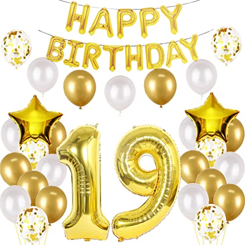 Luftballon 19. Geburtstag deko junge gold Folienballon 19 jahre Geburtstag dekoration gold Happy Birthday 19th deko 19 Geburtstag deko junge Geburtstagsdeko 19 Jahre Geburtstag Deko junge Mädchen(19) von Oumezon